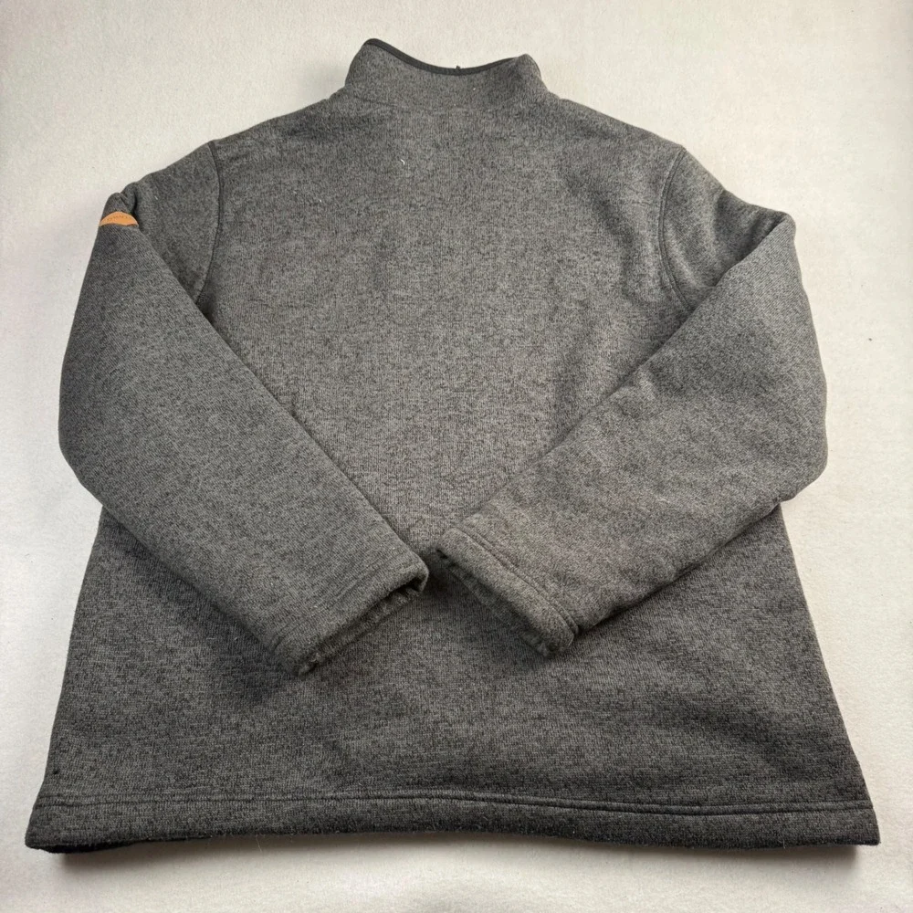 Orvis Mens Gray Sherpa Lined Quarter Zip Fleece Pullover Sweater Large‎